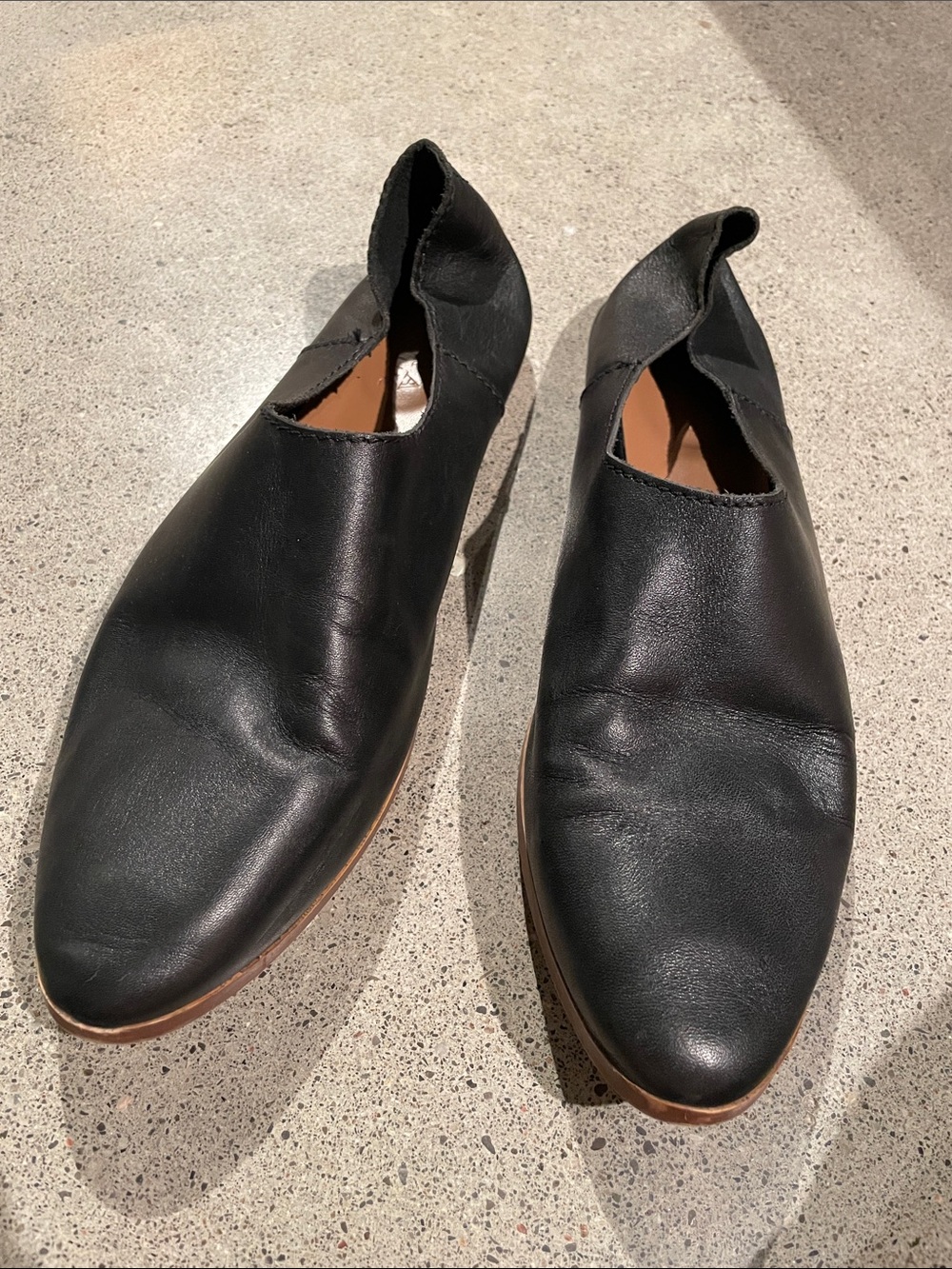 Black Leather Slip-on Flats